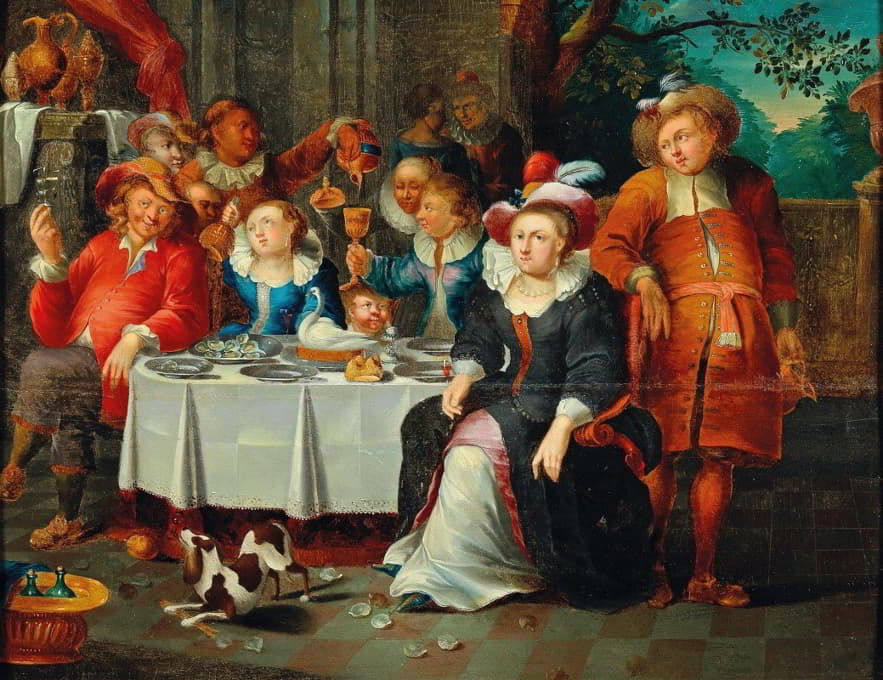 Frans Xaver Hendrick Verbeeck - An Elegant Company Dining