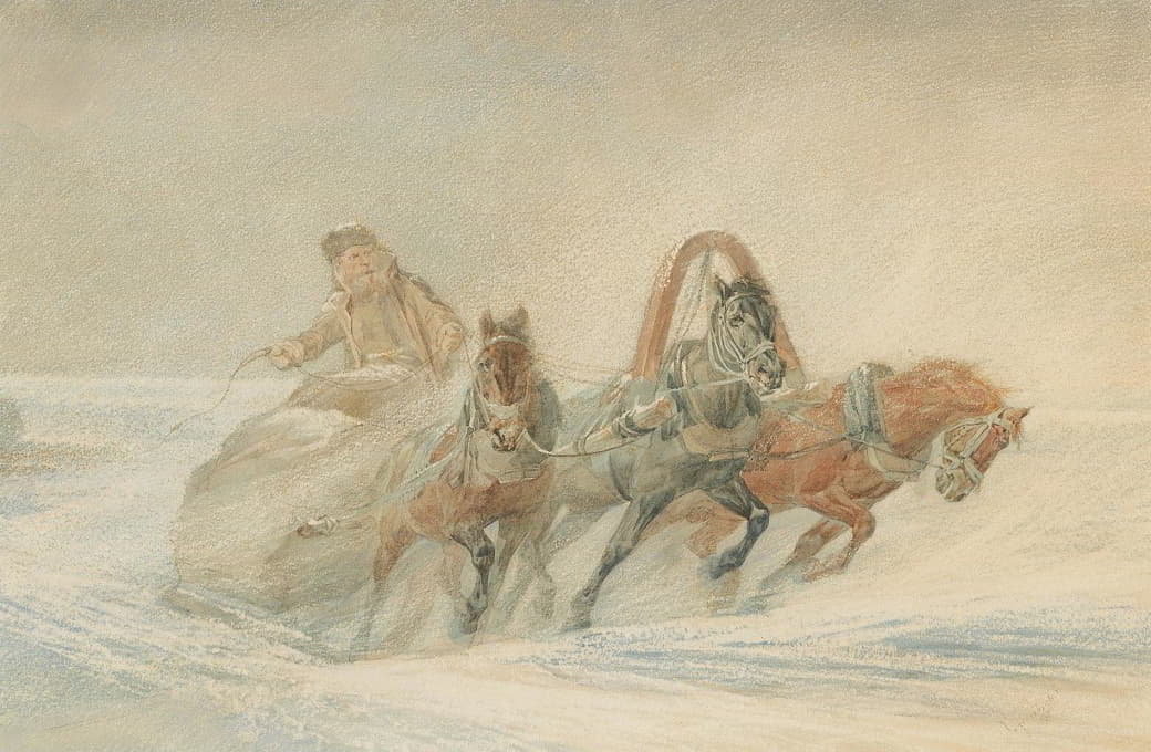 Rudolf Fedorovich Frentz - A Russian Troika In The Snow