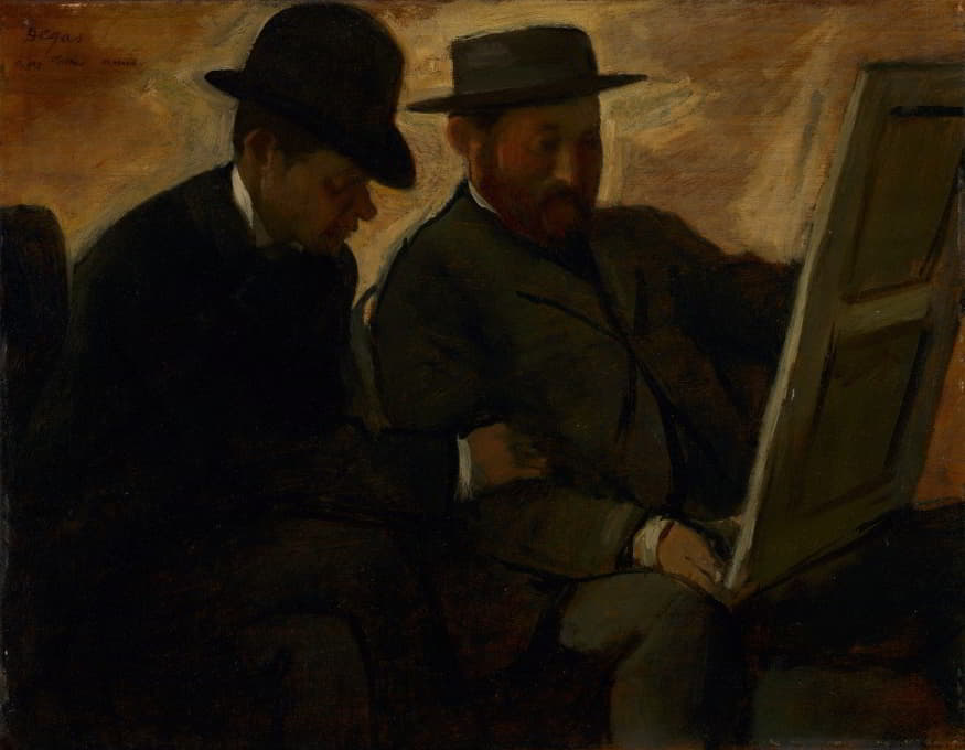 保罗·拉方德和阿尔方斯·切尔菲尔正在检查一幅画