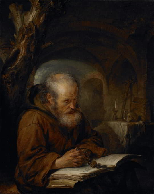 Gerrit Dou - A Hermit Praying