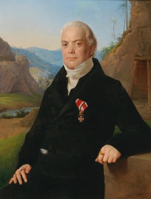安东·里特·曼茨·冯·马里恩西（Mantua 1757-1830 Bad Ischl）的肖像，布科维纳一座矿山和冶炼厂的所有者