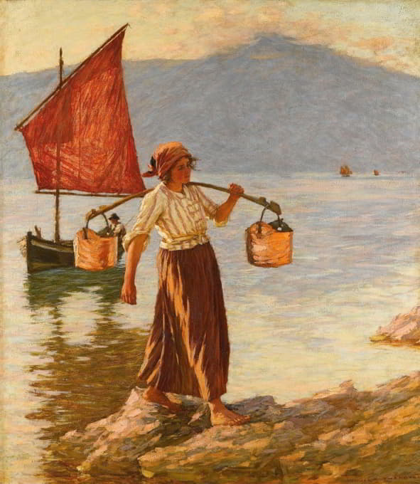 Henry Herbert La Thangue - Fetching Water From Lake Garda