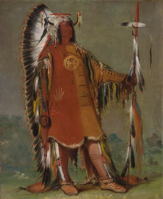 George Catlin - Máh-To-Tóh-Pa, Four Bears, Second Chief, In Full Dress