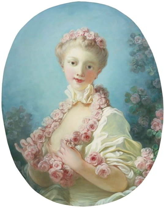 Jean-Honoré Fragonard - A Young Blonde Woman With a Garland of Roses Around Her Neck