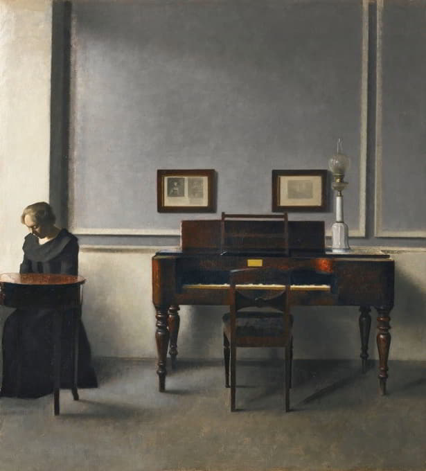 Vilhelm Hammershøi - Ida In An Interior With Piano