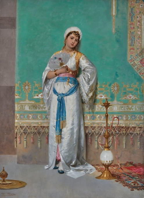 Francesco Beda - Portrait of an oriental woman with a fan