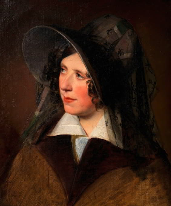 Antonie Amerling戴黑色面纱帽（艺术家的第一任妻子）