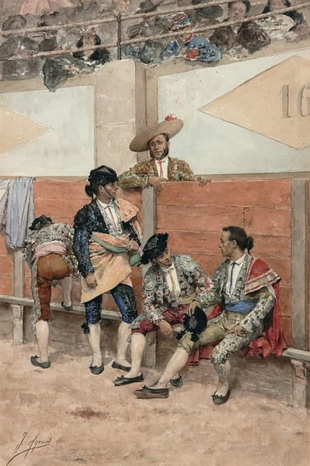 Joaquín Agrasot - A Rest During the Bullfight