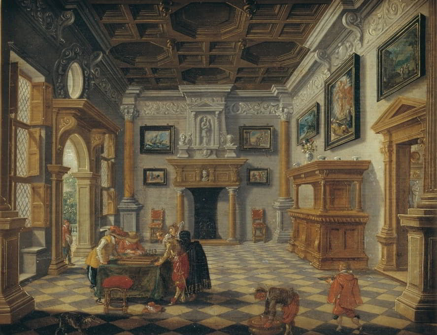 Bartholomeus van Bassen - Sumptuous Renaissance Interior with Tric-Trac Players