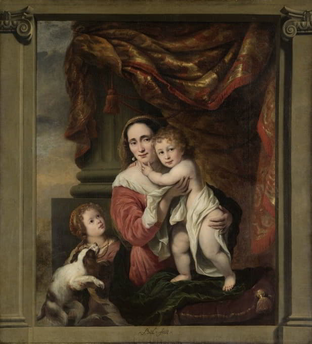 明爱；乔安娜·德·格尔（1629-1691）和她的孩子塞西莉亚·特里普（1660-1728）和劳伦斯·特里普（1662年）