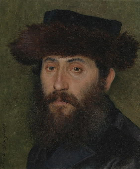 Isidor Kaufmann - Portrait of a man with streimel