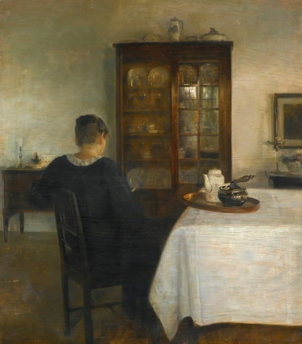Carl Holsøe - The artist’s wife in an interior