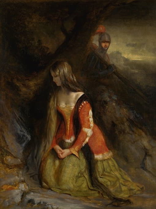 Robert Scott Lauder - A lady and her knight errant, possibly a scene from Ivanhoe