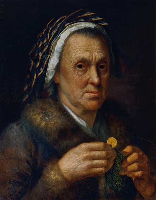 Johann Baptist Höchle - Alte Frau mit einem Dukaten