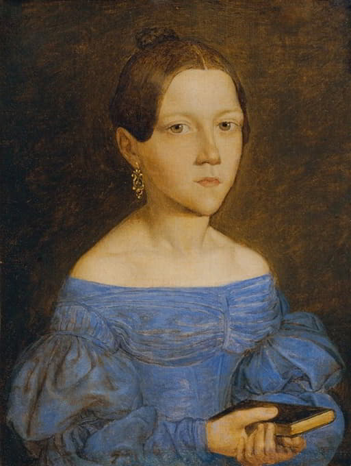 Friedrich Wasmann - Brustbild eines jungen Mädchens in blauem Kleid