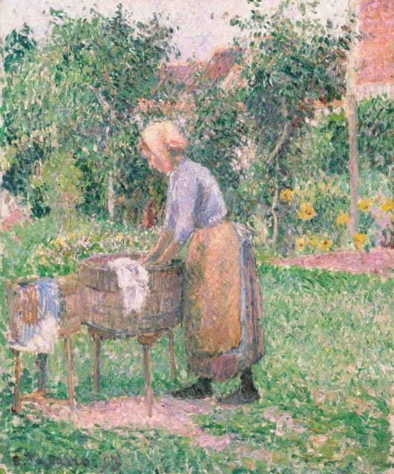 Camille Pissarro - A Washerwoman at Éragny