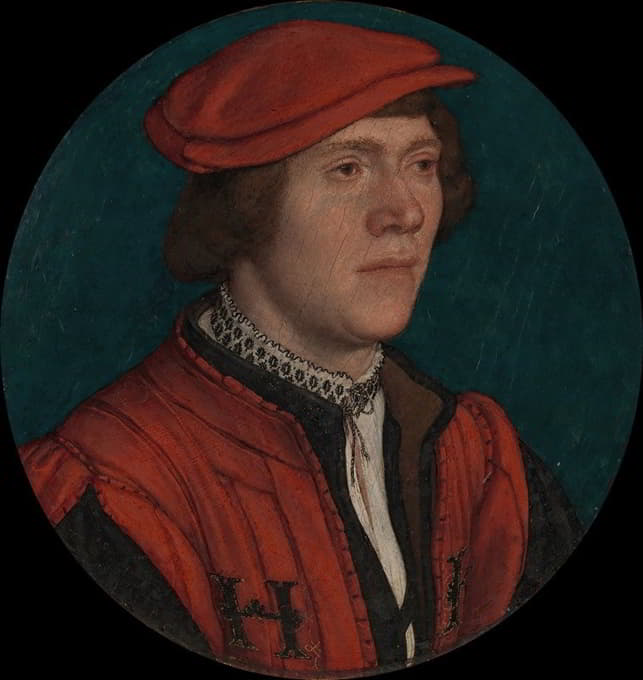 一个戴红帽子的男人的肖像