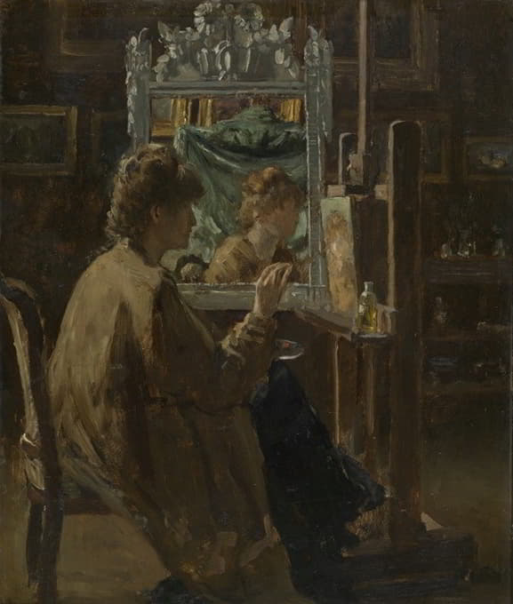 Alfred Stevens - Artist in her studio