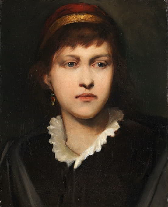 Gabriel von Max - Bildnis eines Mädchens mit Haube und Ohrschmuck
