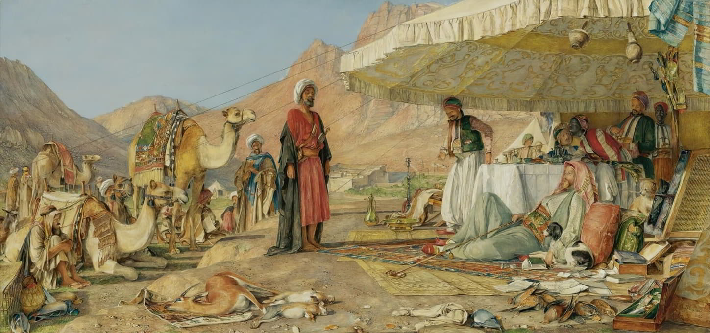 西奈山沙漠中的一个坦率的营地，1842年