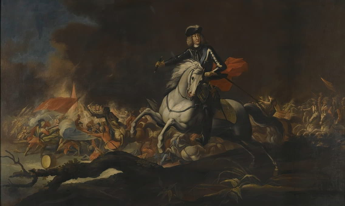 指挥官约翰·卡斯帕·弗雷海尔·冯·希勒斯海姆（1679-1761）在战斗前的马术肖像