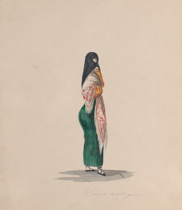 Francisco Fierro - A woman wearing the saya standing in profile
