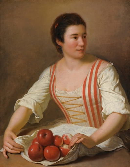Paul Ponce Antoine Robert - A Woman With A Basket Of Fruit