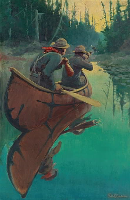 独木舟上的猎人
