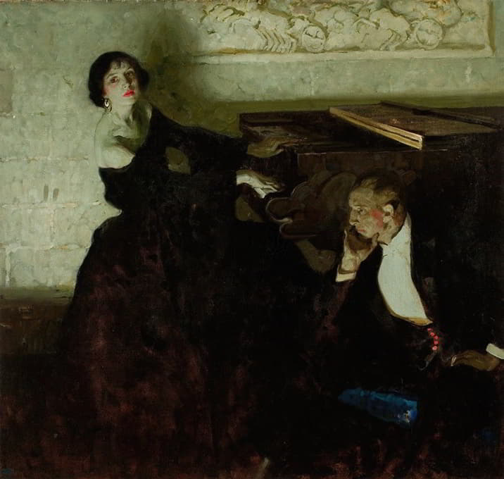Dean Cornwell - Romantic Couple Seated by Piano