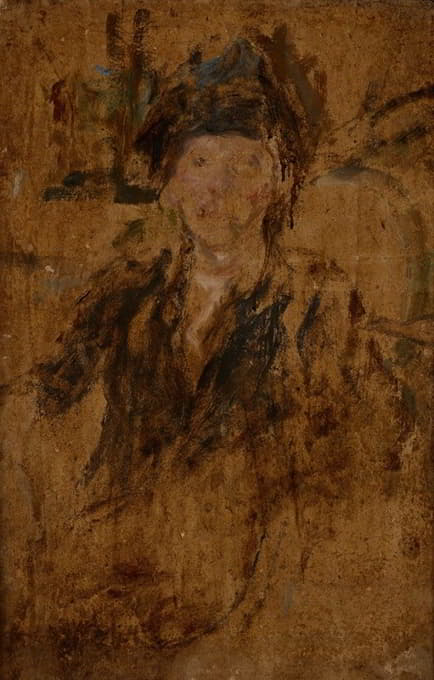 Olga Boznanska - Sketch Portrait of a Woman in a Hat