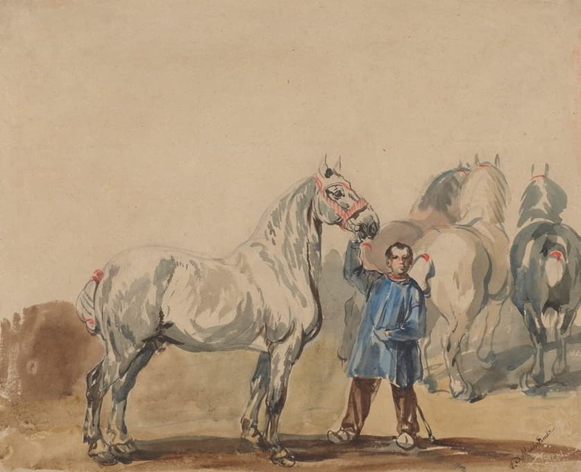 Piotr Michałowski - Stableman and horses