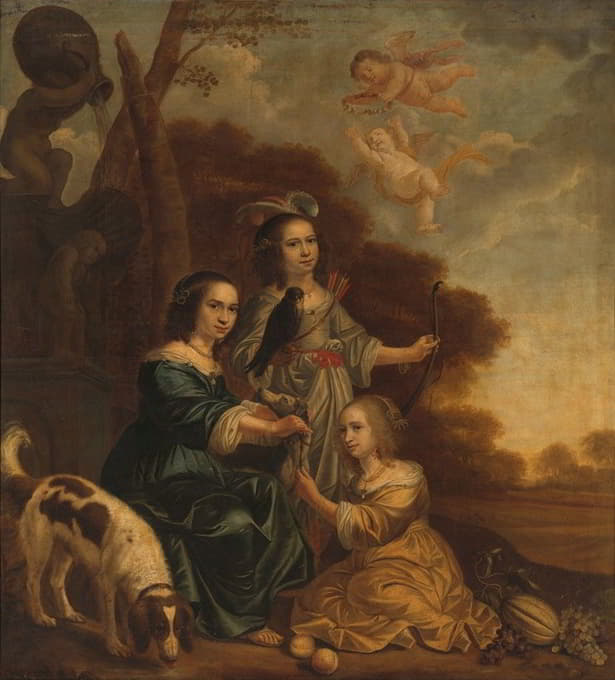 Jacob Willemsz. Delff The Younger - Portrait of Geertruyt, Margriet and Anna Delff, the Artist’s Daughters (Portrait of three Little Girls in a Landscape)
