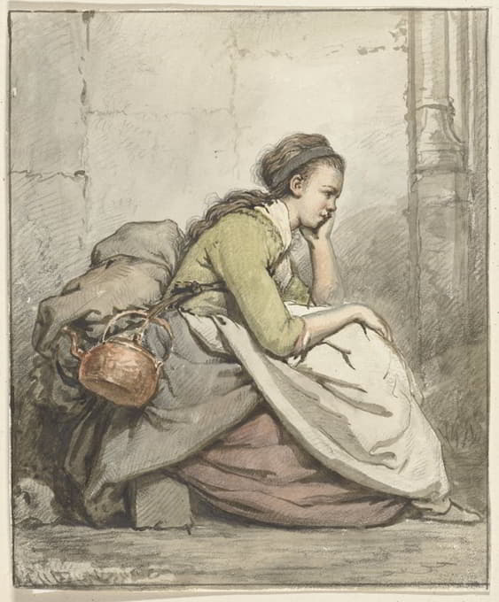 Abraham Van Strij - Zittende vrouw met een koperen ketel