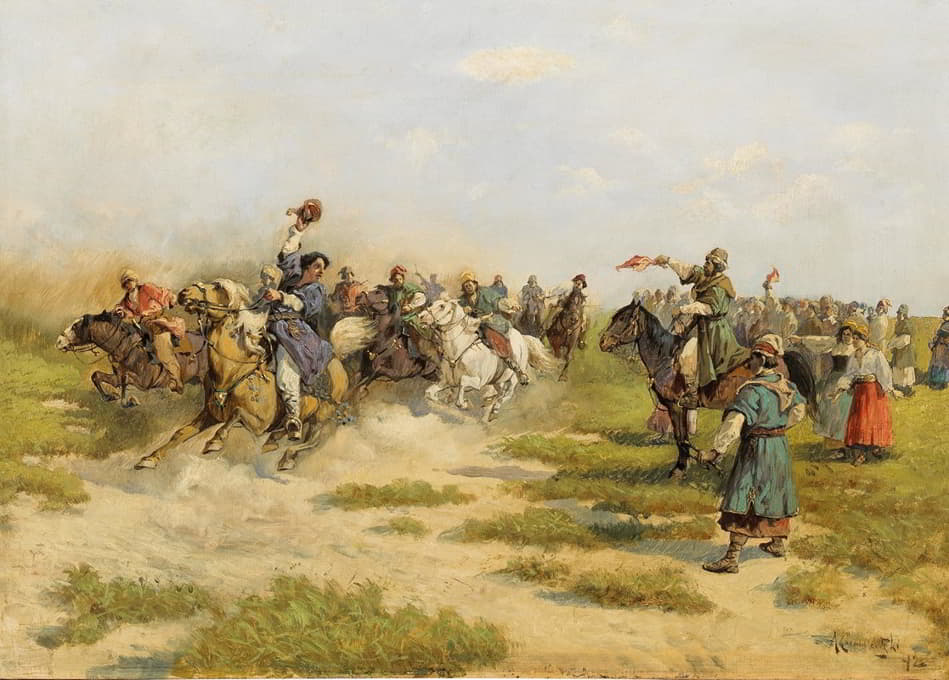 Adam Kazimierz Ciemniewski - Riders Arriving at a Village