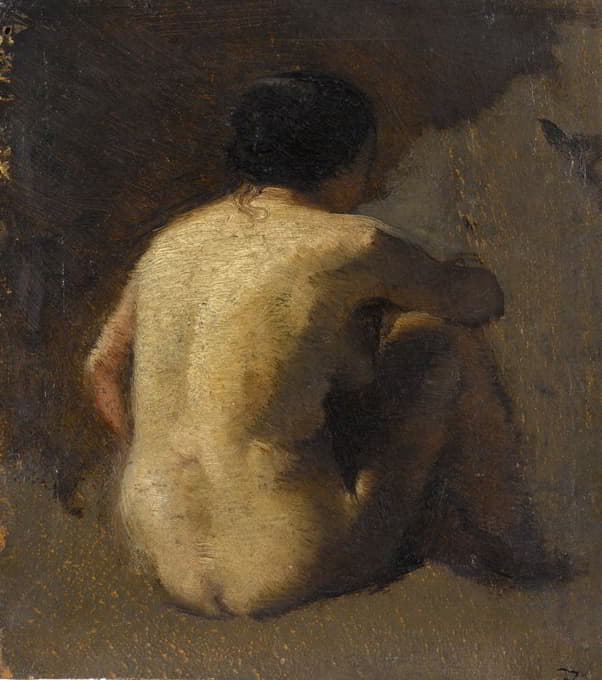 Félix Ziem - Femme nue assise, vue de dos