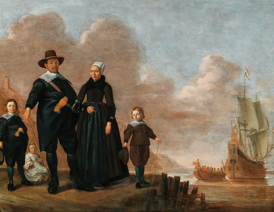 一个家庭的肖像，据说是德克·杨森·波尔和他的妻子玛丽·克莱斯德。和他们的孩子