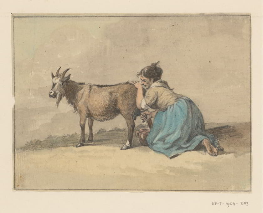 Jean Bernard - Vrouw die een geit melkt