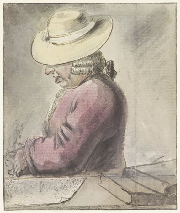 Louis Bernard Coclers - Portret van Johann Goll van Franckenstein, met hoed, naar links