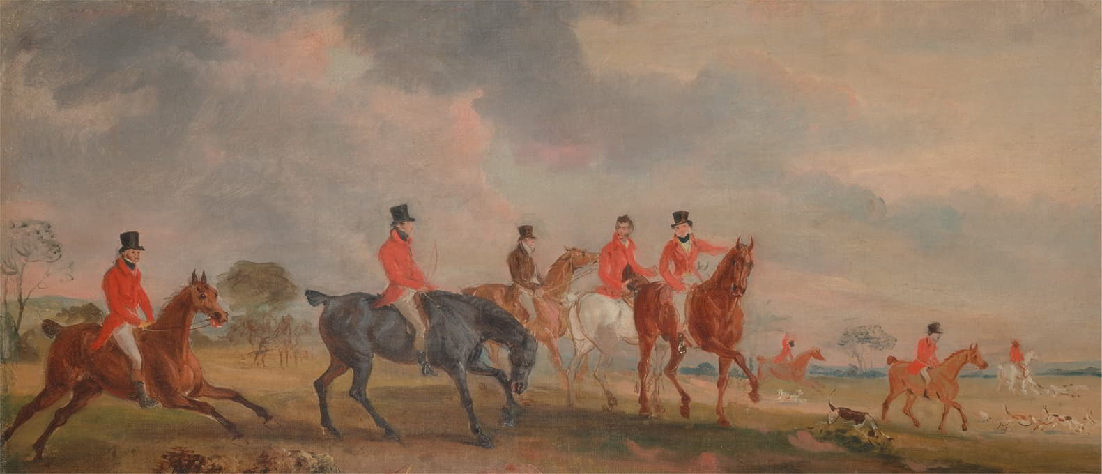 John Ferneley - The Quorn Hunt; a Sketch of the Artist and his Friends Moving Off