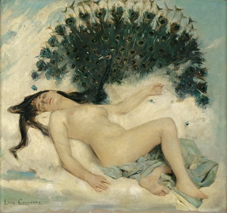 Léon François Comerre - Sleeping Woman with a Peacock