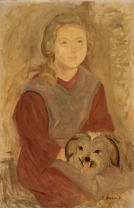 Tadeusz Makowski - Little girl with a dog