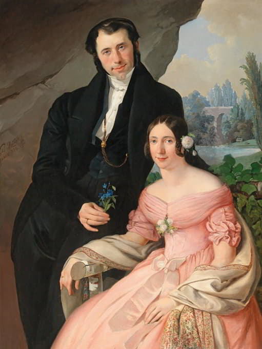 安东·朱贝尔和他的妻子特里西亚·朱贝尔的肖像