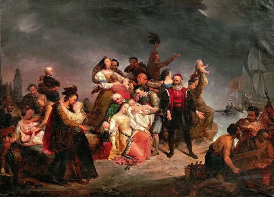 Gustaf Wappers - Der Abschied nach Amerika oder die Einschiffung auf der Mayflower