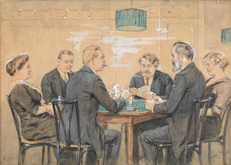 Theodor Zasche - Kartenspieler im Kaffeehaus