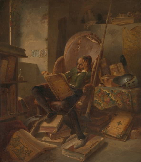 Adolph Schrodter - Don Quixote in his study
