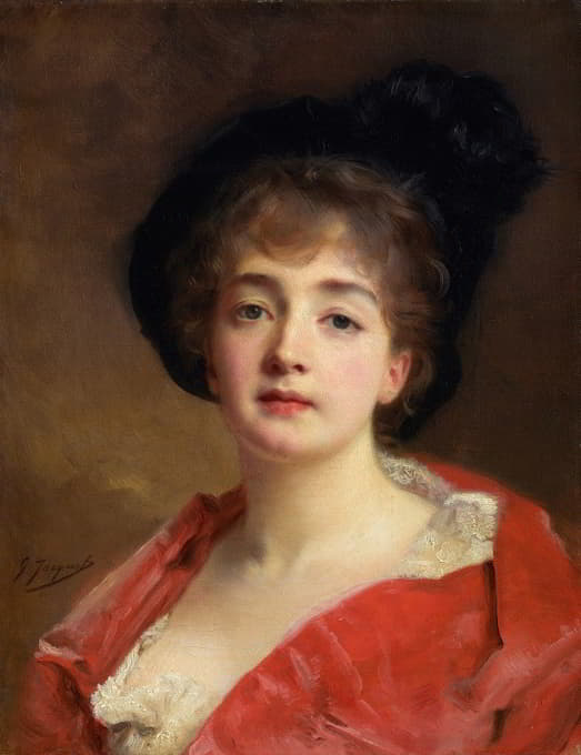 Gustave Jean Jacquet - Woman In Red