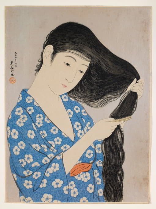 Hashiguchi Goyō - Woman Combing Her Hair