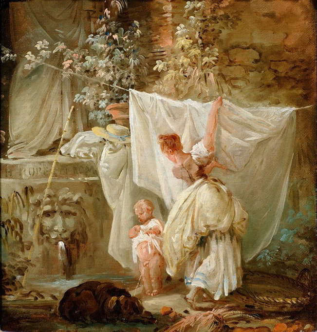 Hubert Robert - Laundress And Child