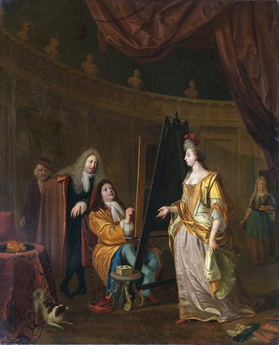 Ludolf Bakhuysen - An Artist in his Studio, Painting the Portrait of a Lady