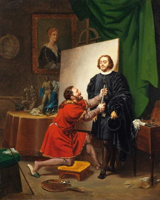 Pierre-Nolasque Bergeret - Pietro Aretino in the Studio of Tintoretto
